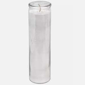 White Prayer, Pillar Clear Glass 8” Unscented Candle (12 Pack)