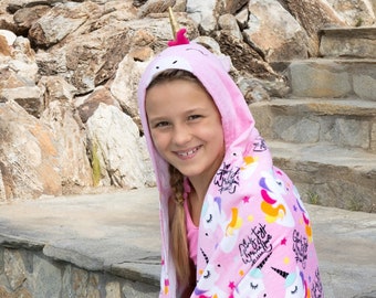 Hooded Towel Kids, Hoody Bath Towels, UNICORN Hoodie Towel Large 36 x 47 100% Cotton