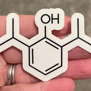 Propofol Molecule Sticker: Glossy Water-Resistant Vinyl Propofol