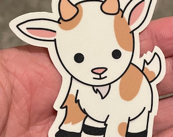 Cartoon Goat Vinyl Sticker, Water Resistant Decal