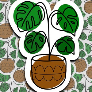 Monstera Sticker, Monstera Plant, Potted Monstera Sticker, Monstera, Indoor Plant, Houseplant, Plant, Sticker, Vinyl Sticker, Cute