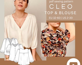 CLEO Top Bluse pdf Schnittmuster Bluse pdf Schnittmuster
