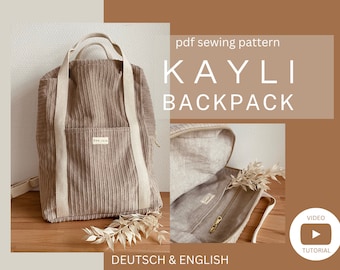 KAYLI sac à dos pdf patron de couture Sac à dos pdf Schnittmuster