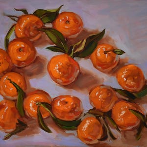 Mandarins Painting, Clementines Oil Painting, Original Oil painting, Citrus Painting, Oranges Painting, Kitchen Painting, 18x14in