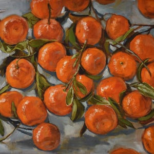 Mandarins Painting, Clementines Oil Painting, Original Oil painting, Citrus Painting, Oranges Painting, Kitchen Painting, 18x14in