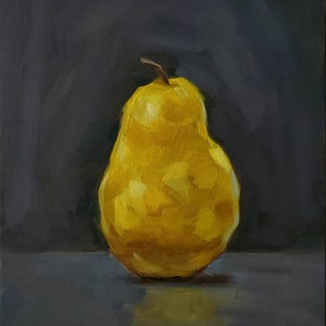Perenolieverfschilderij, Pear Stillife, Pear Painting, Origineel olieverfschilderij, Gloeiende Peer, Sureal Pear Painting, Hedendaagse Kunst, 11x14in