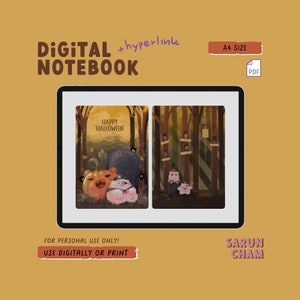 DIGITAL NOTEBOOK (Happy Halloween - hyperlink) Halloween Notepad with Hyperlink, Paper, Notepad Template, Printable