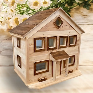 Large Handmade Solid Wood Dollhouse / Dollhouses / Farmhouse Style Dollhouse / Creative Dollhouse / Unique Dollhouse / Tiny Houses / Toys