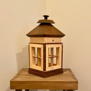 Tea Candle Lantern / Candle Lantern / Rustic Lantern / Wooden Lanterns / Stained Lanterns / Gray Home Decor / Gray Patio Decor / Porch Decor
