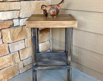 Wooden Patio Table / Accent Table / Rustic End Table / Distressed Furniture / Artisan Table / Farmhouse Furniture / End Table / Corner Table