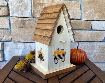 Handmade Solid Wood Decorative Birdhouse / Seasonal Birdhouse / Autumn Style Birdhouse / Unique Birdhouse / Seasonal Gifts / Unique Gifts