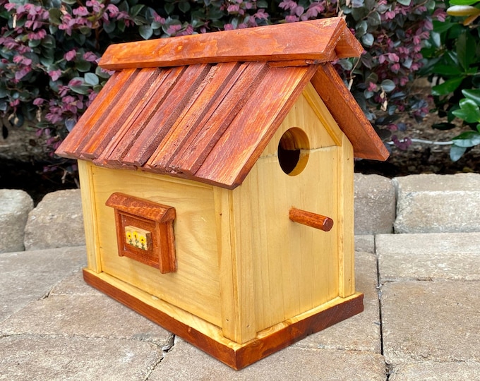 Two-in-One Solid Wood Country Birdhouse / Two Compartment Birdhouse / Unique Birdhouse / Creative Birdhouse / Unique Garden Decor / Handmade