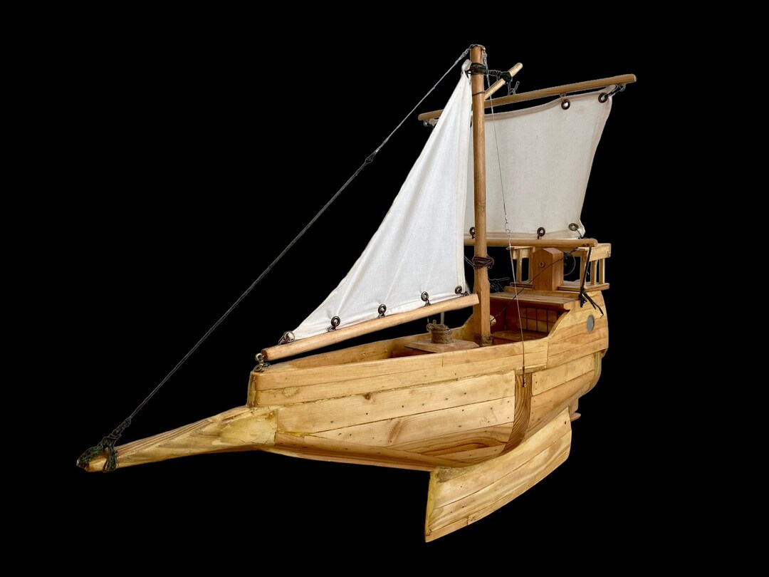 Wooden Ship Decor / Handcrafted Recreational Sailboat / Decorative