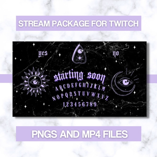 Spooky Ouija Purple Twitch Stream Overlay Package