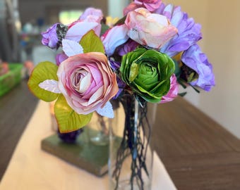 Bold Paper Flower Arrangement | Statement Floral Decor | Large Colorful Paper Roses | Home Decor Centerpiece | Artistic Flower Bouquet