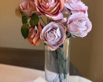 Blush Garden Collection | Blush Pink Paper Flower Bouquet | Romantic Rose Arrangement | Bridal Shower Decor | Soft FLoral Gift