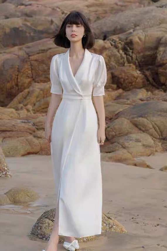 Simple Wedding Dress Ivory Wedding Dress Gift for Her Etsy