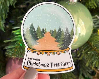 Christmas Tree Farm Snow Globe Sticker