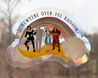 Wizard of Oz Rainbow Window Suncatcher Sticker - Scarecrow, Dorothy, Tin Man, Lion