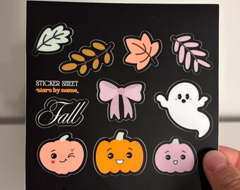 Cute Fall Halloween Sticker Sheet - Pumpkins, Ghosts, Leaves, and More