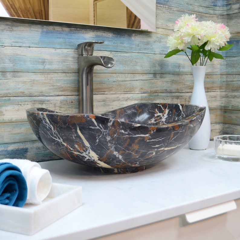 Stone Oval Vessel Bathroom Sink Etsy