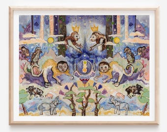 Animal Kingdom // Oil Painting Print // Original Artwork // Visionary Painting // Psychedelic Art
