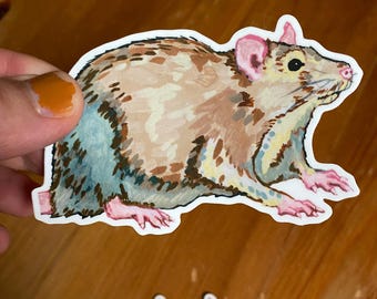 Nicodemus Rat Sticker // Intelligent Animal // Waterproof Sticker // Gouache Painting // Animal Art // The Secret of NIMH // Mrs. Frisby