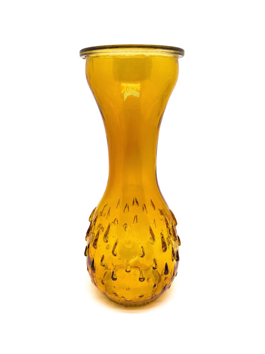 Orange Glass Bubble Vase Mid Century Etsy