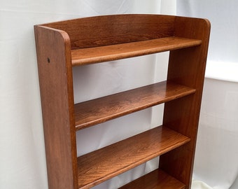 Vintage Wooden Open Bookcase. Freestanding Storage Shelf Unit