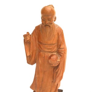 Antique Chinese Boxwood Carving Happy Man.  H. 17cm