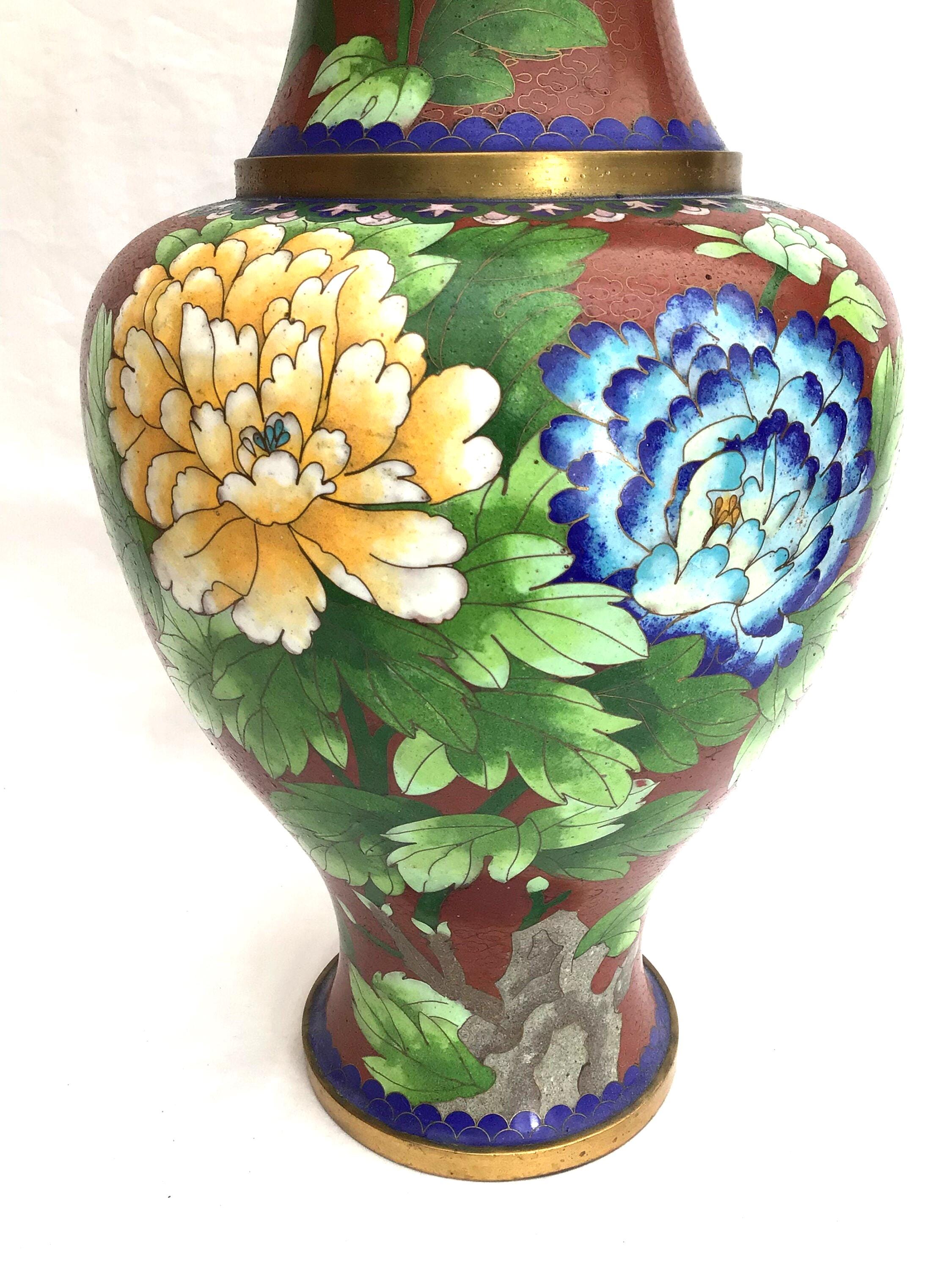 中国七宝焼　大きめの花瓶 中国七宝焼 大きめの花瓶 中国七宝焼 大きめの花瓶 七宝焼き 七宝焼