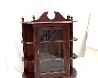 Vintage Freestanding/Wall Hanging Display Cabinet. Solid Wood and Glass Door Cabinet. H.60cm