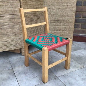 Petite chaise vintage tissée, tabouret inférieur, repose-pieds, repose-pieds