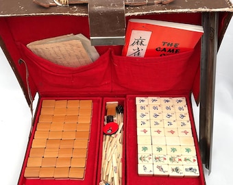 Vintage Bamboo and Bone Mahjong