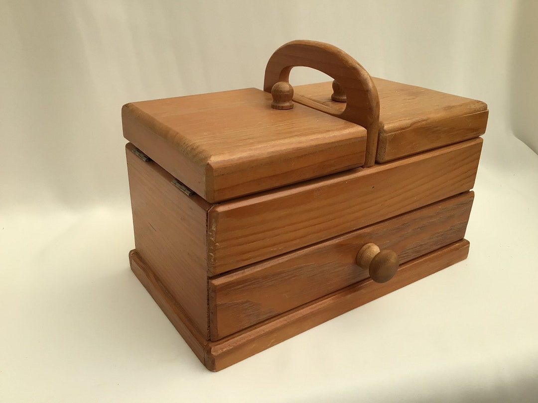 Pine Sewing Box, Two Trays and One Drawer Sewing Box Etsy