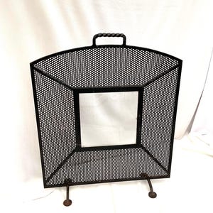 Antique Barley Twist Fireplace Screen: Cast Metal & Glass, Art Decor