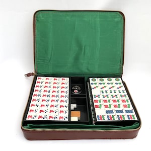 Vintage Chinese Mahjong Game Set: Bamboo & Plastic Tiles, Hong Kong