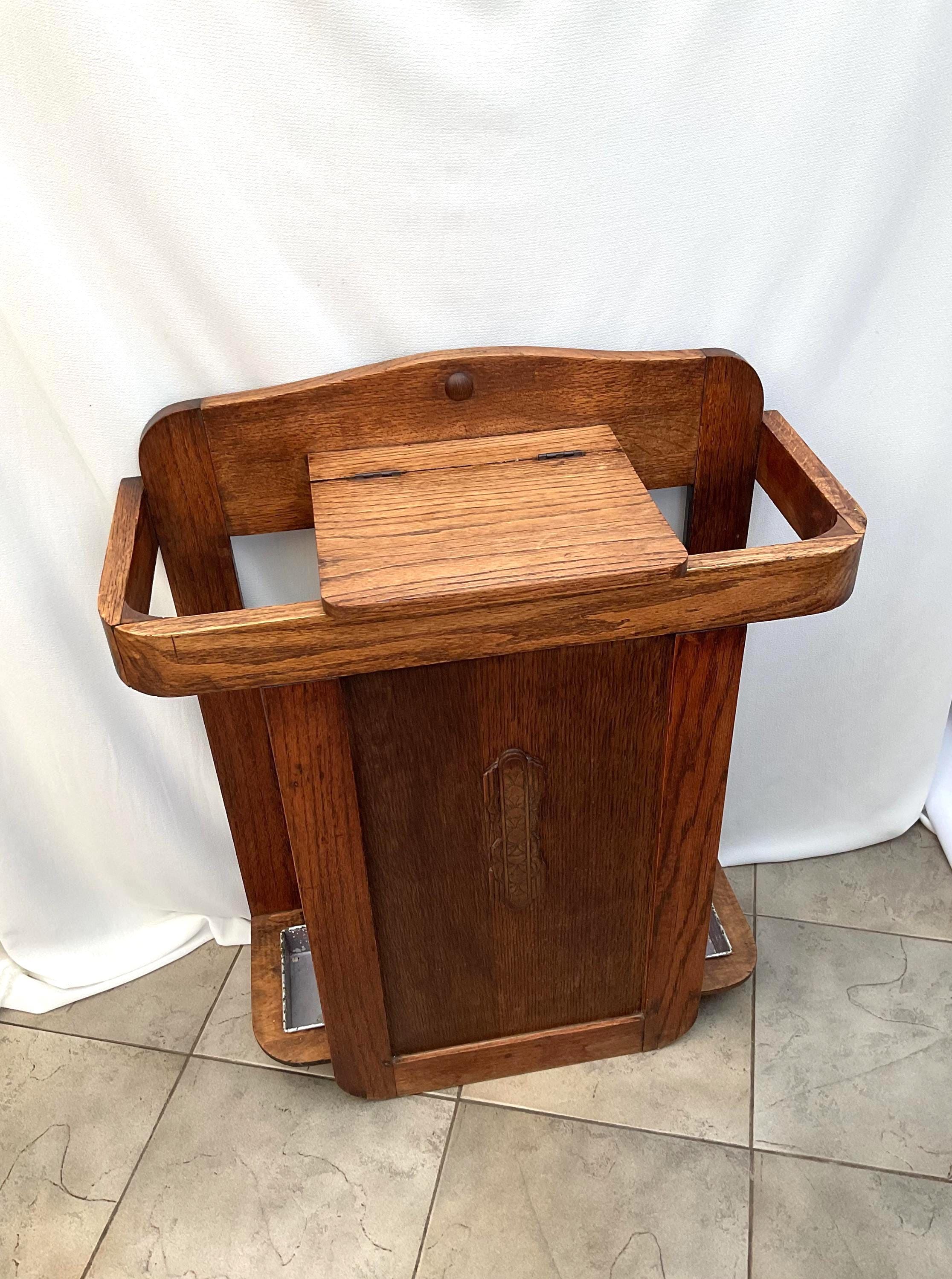 アンティークオーク無垢材傘立て（キーボックス付き