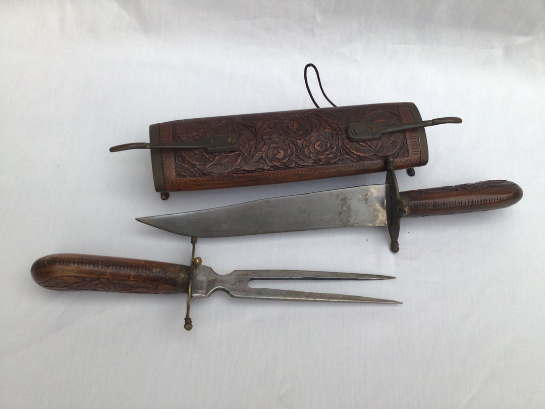 India Carved Kitchen Knife and Fork Etsy