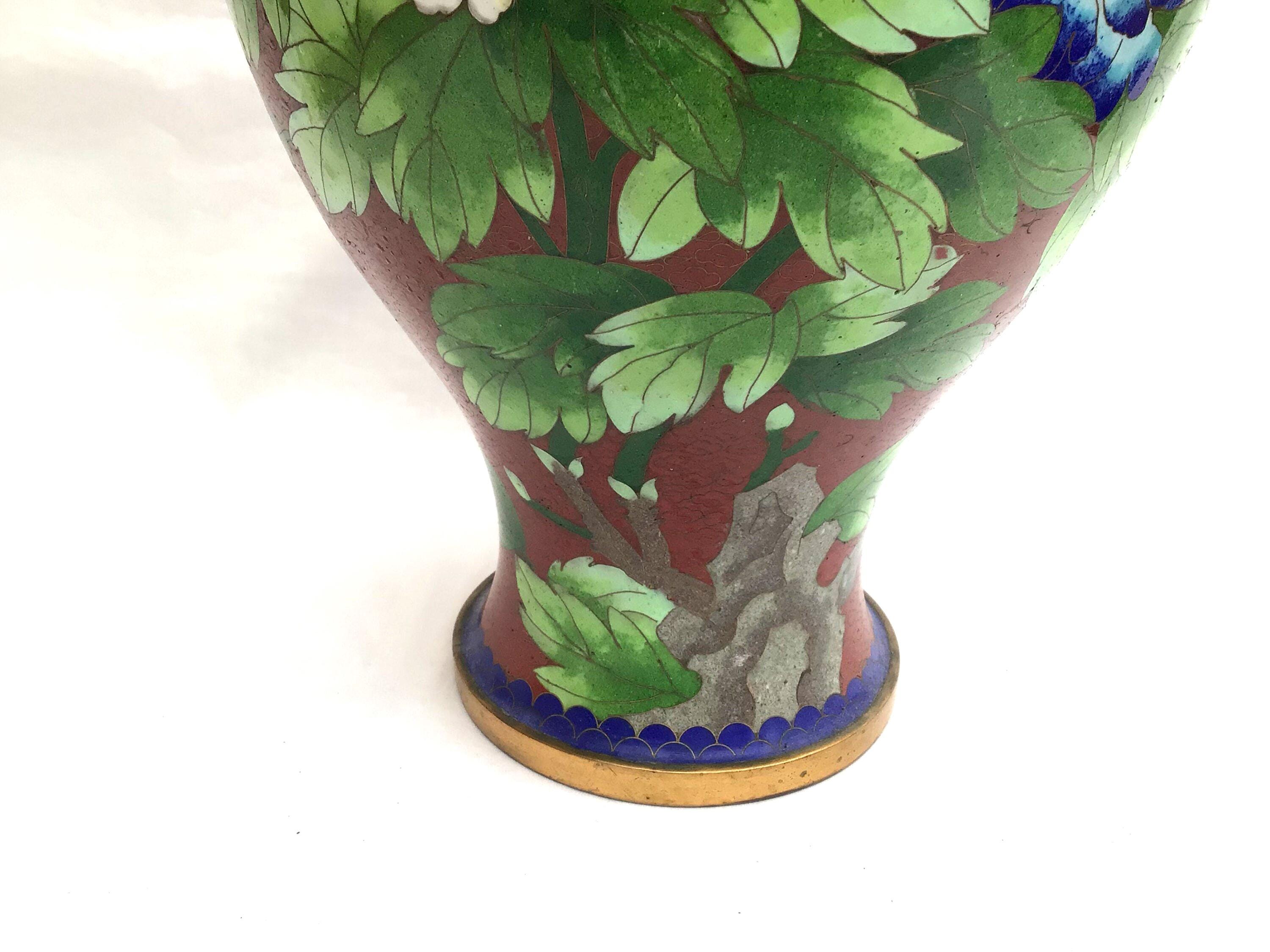 大型ヴィンテージ中国七宝花瓶、高さ。 38.5cm - Etsy 日本