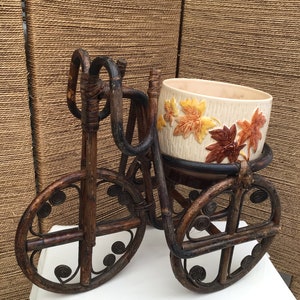 Vintage Handmade Bamboo Tricycle Plant Stand (L. 40cm)