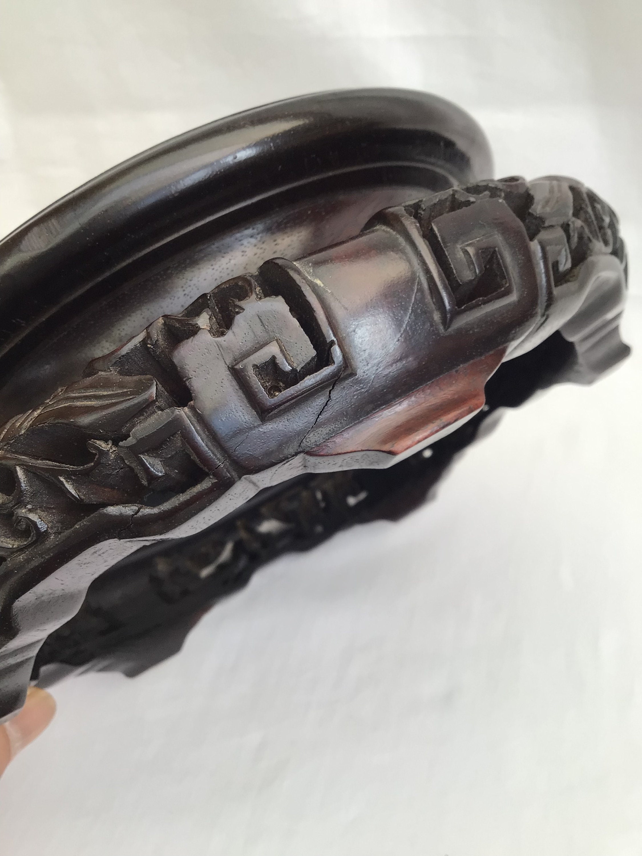 Antique Chinese Carved Wood Vase/bowl Base Stand Etsy