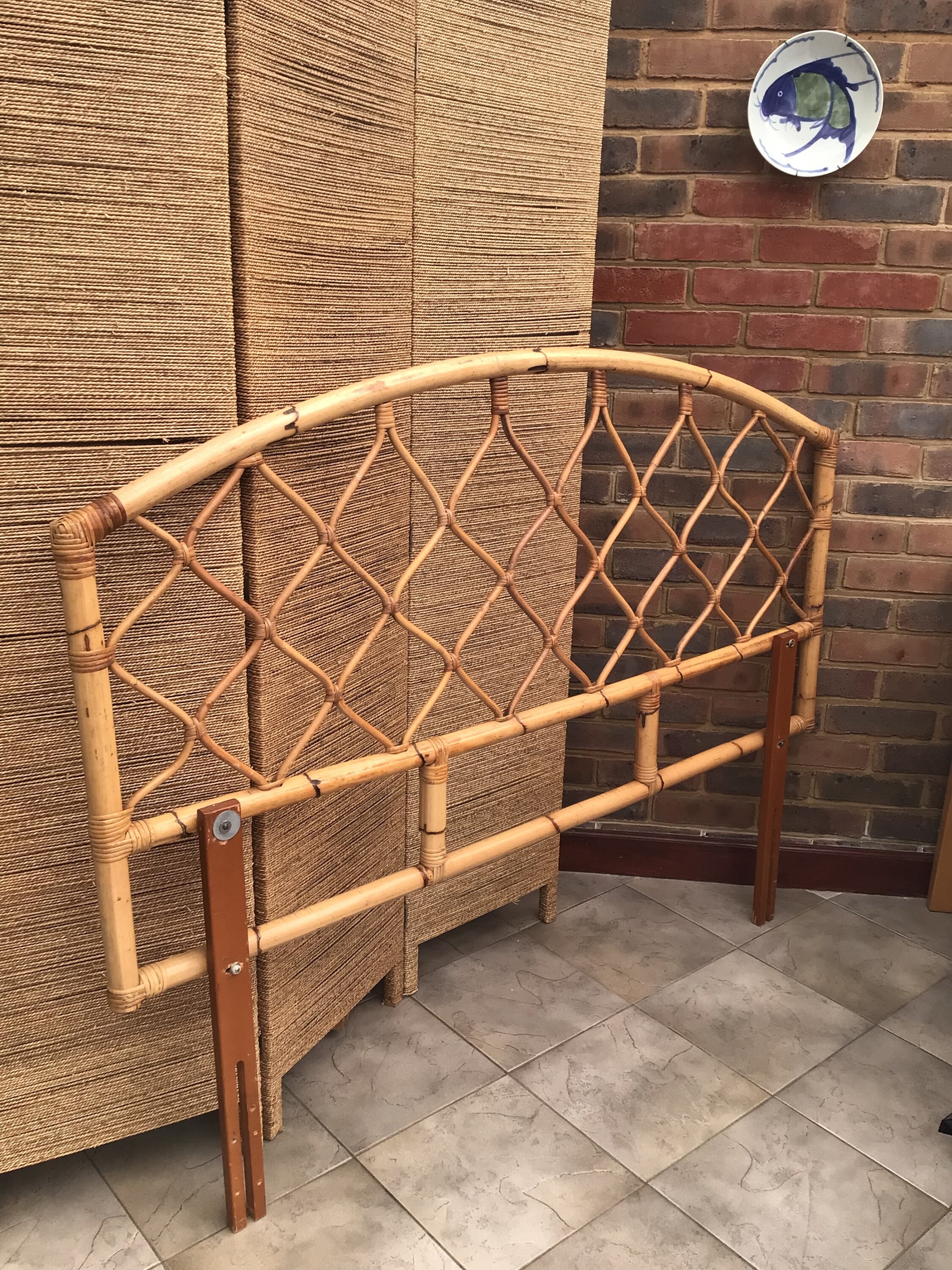 Vintage Bamboo Cane Double Bedboard King Size Headboard Etsy UK