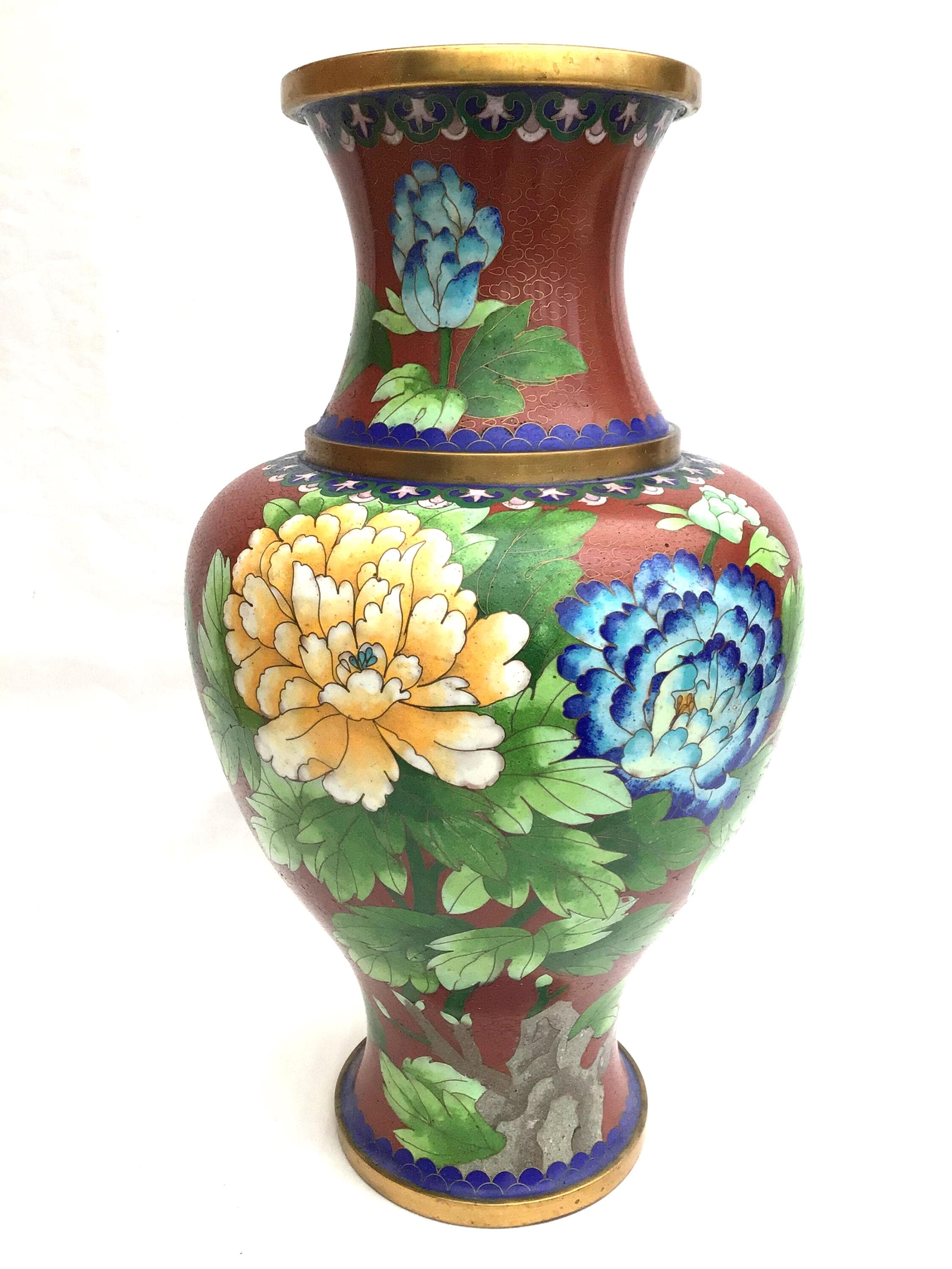大きめ 七宝焼 花瓶 中国 大型ヴィンテージ中国七宝花瓶、高さ。 38.5cm - Etsy 日本