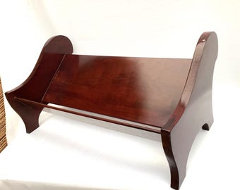 Large Antique English Mahogany Book Trough, Table Book Stand, Novel Rest