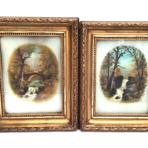 Two Antique 18th/19th Century Glass Reverse Paintings, Both Signed