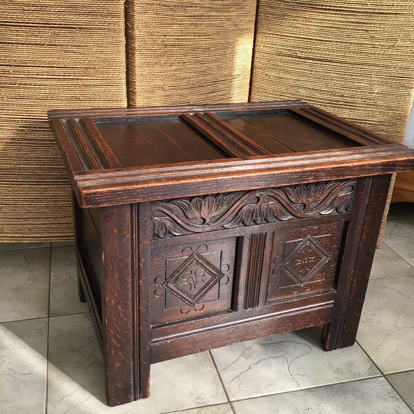 Antique Oak Chest Coffee Table Etsy