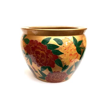 Grote Chinese handgemaakte handgeschilderde porseleinen jardiniere plantenbak. D. 31 cm