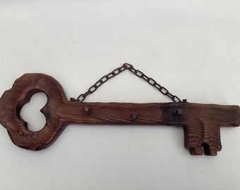 Crochets de suspension muraux vintage en bois rustique, porte-clés