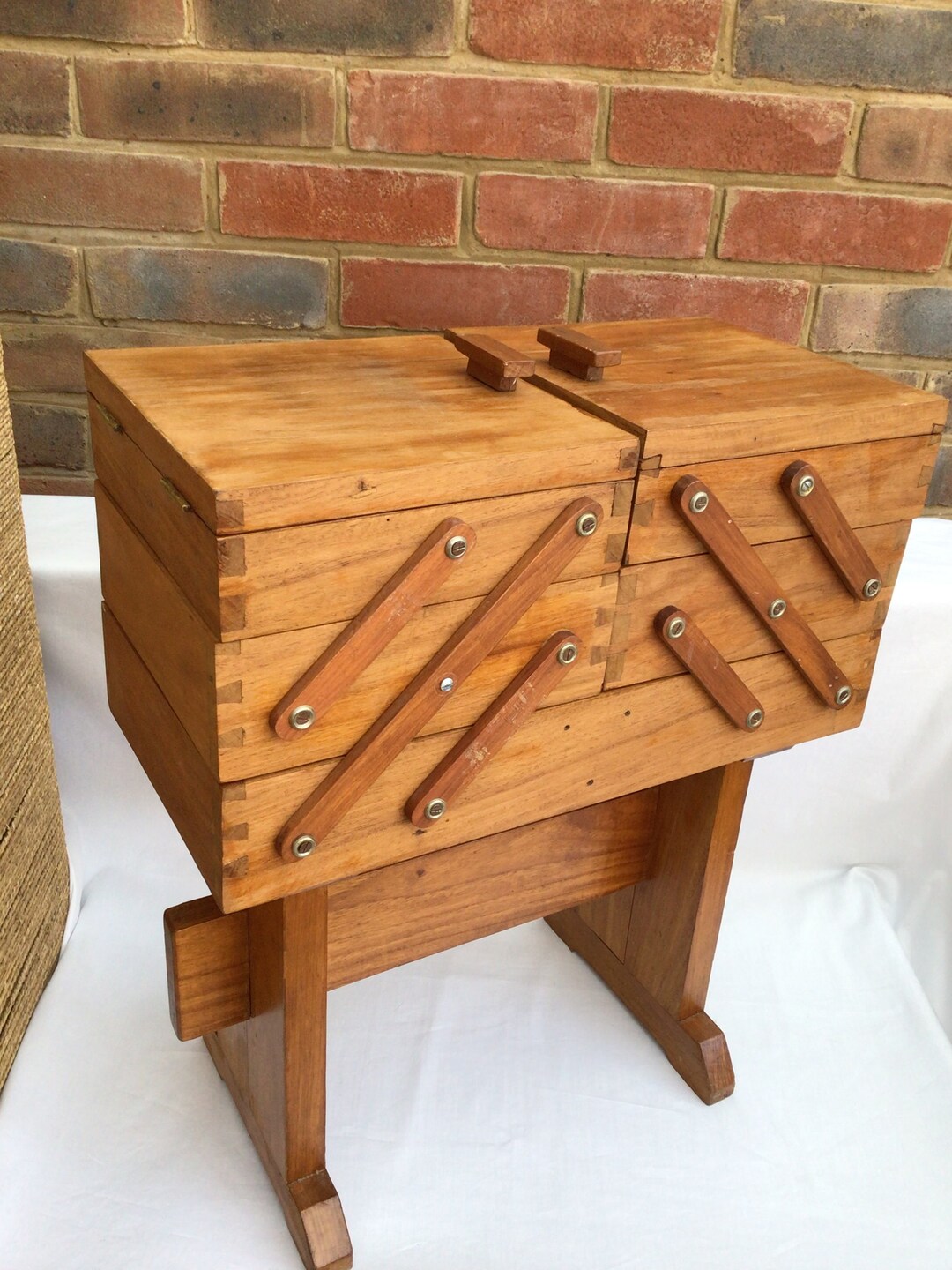 Vintage Solid Wood Sewing Box Etsy